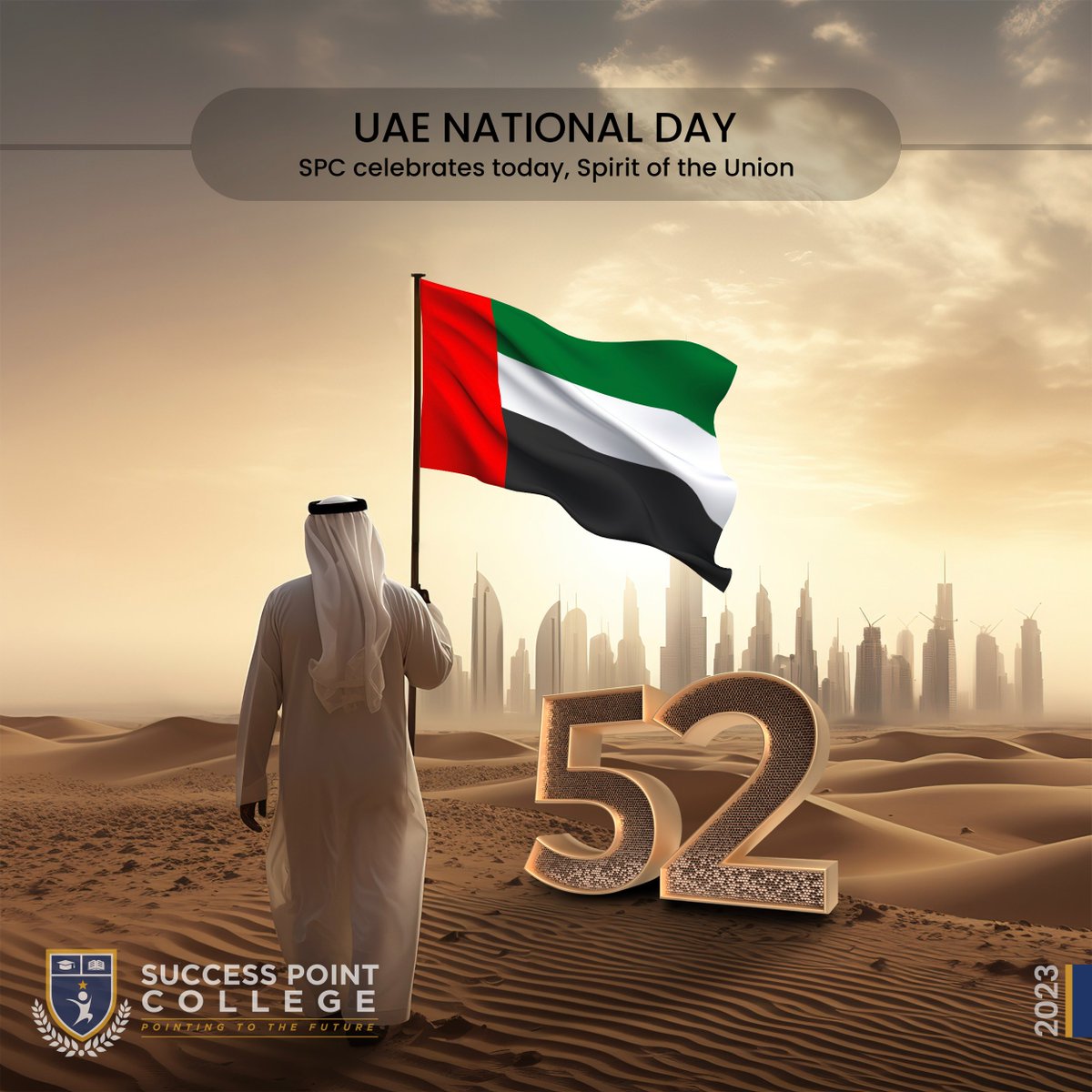 SuccessPointCo1's tweet image. Celebrating unity, pride and prosperity on UAE National Day !!

#UAENationalDay2023 #successpointcollege #unitedarabemirates