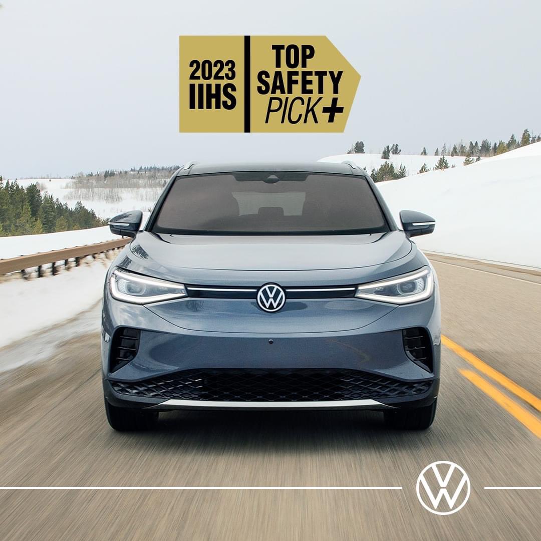 The 2023 @VW #VWID4, 2024 #VWAtlas, and 2024 #VWCrossSport are all winners of the @IIHS_autosafety IIHS TOP SAFETY PICK+ 2023