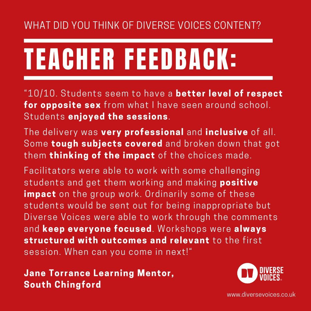 Wonderful feedback from teachers who worked with us on a KS3 PSHE programme last academic year, funded by Waltham Forest Council VAWG❤️ 👉 buff.ly/44SHmyq 👈 #KS3 #PSHE #RSE #KS4 #KS2 #schoolleaders #ukschools #teacherlife #edutwitter #ukteachers #teacher5oclockclub