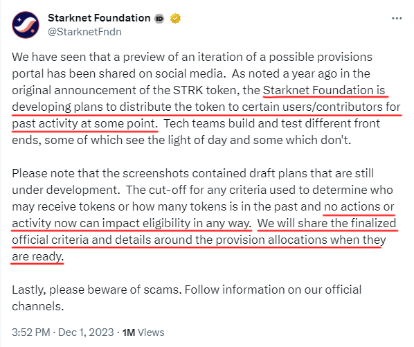 dey_timon's tweet photo. 🚀 Exciting News! Starknet #Airdrop on the horizon 🪂 📸 Snapshot captured. Preliminary info suggests older wallets might qualify. 🔍 Stay tuned for final eligibility criteria. How old is your Starknet wallet? ⌛ #StarknetAirdrop #CryptoNews
Join @Portalcoin $Portal #Layarzero https://t.co/SjW1sdlCIb