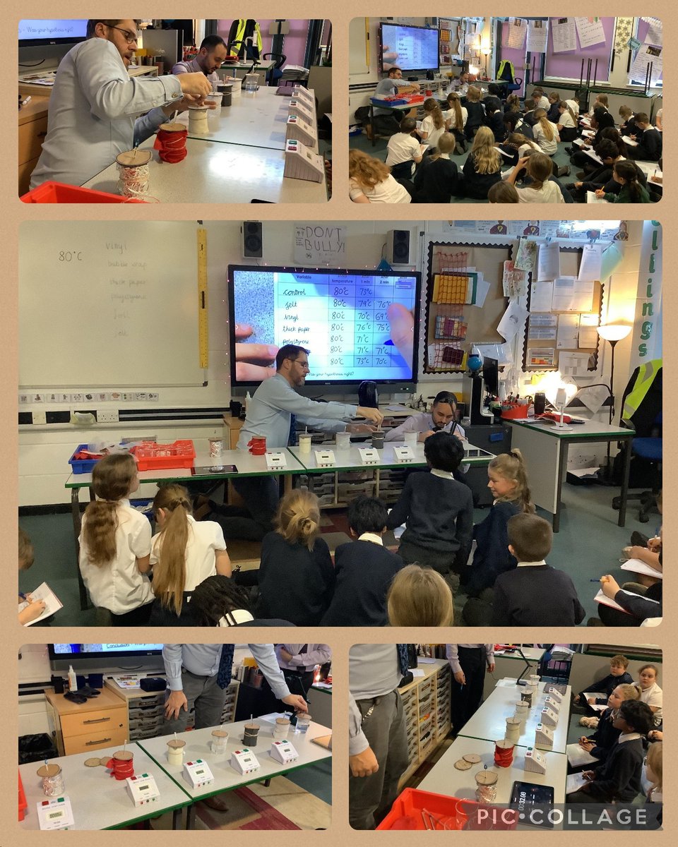 Team teaching at BLC! Year 5 conducted an experiment to test how effective different materials were at being thermal insulators to retain heat within a beaker of hot water. Modelled at the front of the class with the visualiser to aid recording results! Great work Year 5!