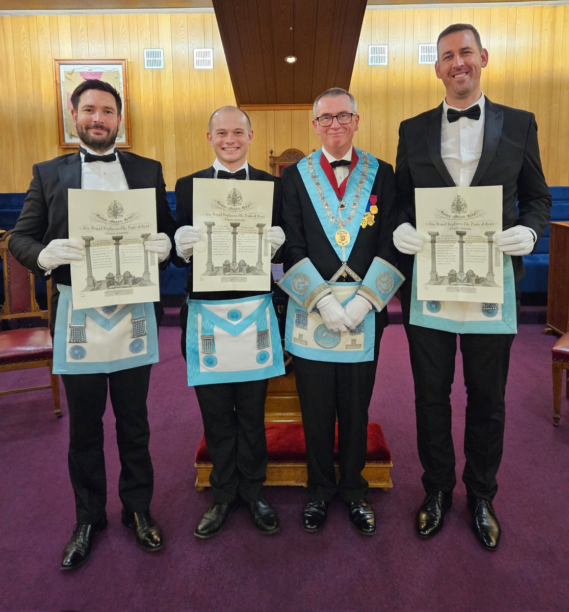 Congratulations to Bros Antonios and Josh on recently attaining their Master Mason’s degree and to Bros Christian, Matt and Peter who received their Grand Lodge certificates.