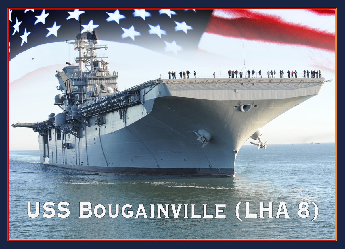USNavy's tweet photo. ⚓🎉🍾 Watch the livestream christening of the future USS Bougainville (LHA 8) today, Saturday, Dec. 2, at 9:00 am. Central. 

📺 Links to livestream: https://t.co/gOmfeDlDHc 
 https://t.co/N7VPlIpIZE https://t.co/323wAzhGoR