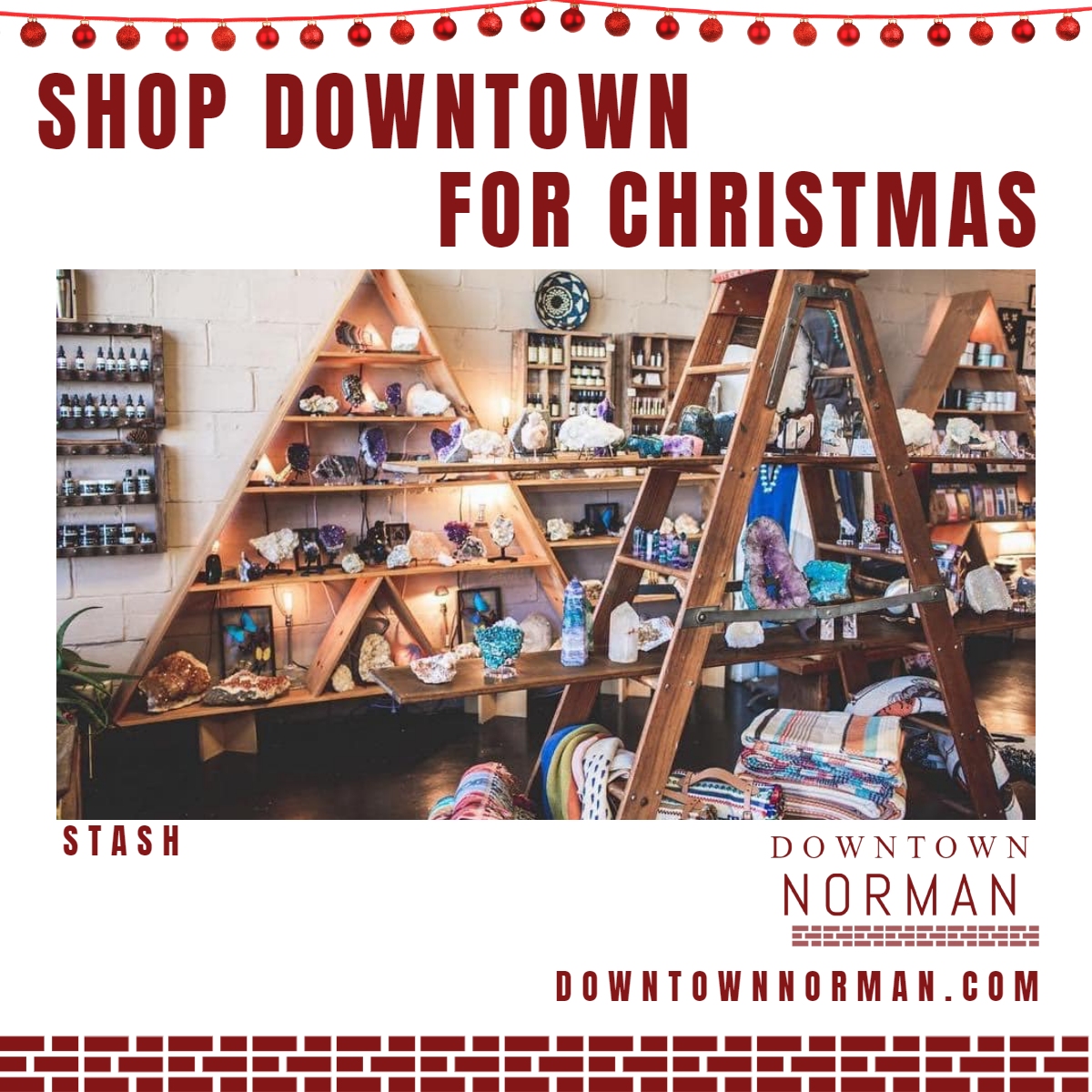 DowntownNorman's tweet image. Downtown 🎄 #GiftGuide 🎁 With a little bit of everything, STASH is your destination for the most unique gifts you'll find anywhere. Apparel, home goods, jewelry, handmade Oklahoma goods, vintage, fair trade, and more.

#shoplocal #shopNorman