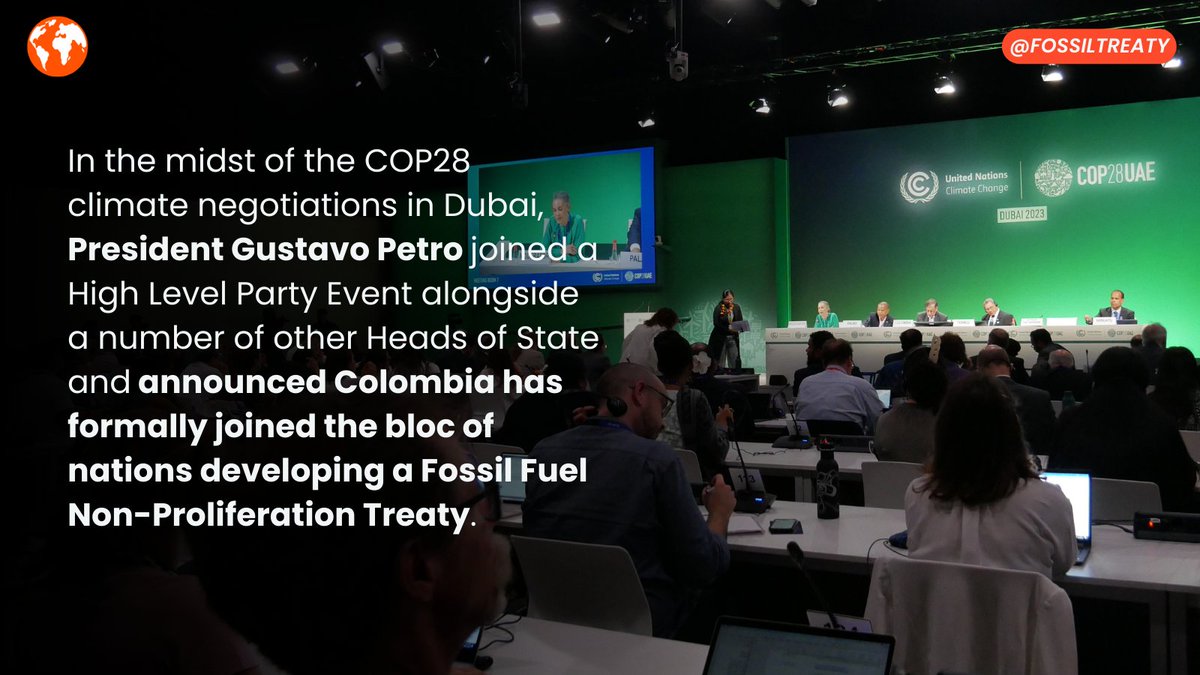 fossiltreaty's tweet photo. @petrogustavo @susanamuhamad @Tzeporah @MinAmbienteCo @MinEnergiaCo @andrescamachom_ @TuvaluPM @RRegenvanu @gastonbrowne @JoseRamosHorta1 "It is a paradox that, at this table, together with people who could disappear, there is a country like us, which also depends on oil, and who is committed to endorsing a treaty that implies zero new exploitation projects in the world," said @petrogustavo at the #COP28 forum. https://t.co/ZTJA2GJC0u