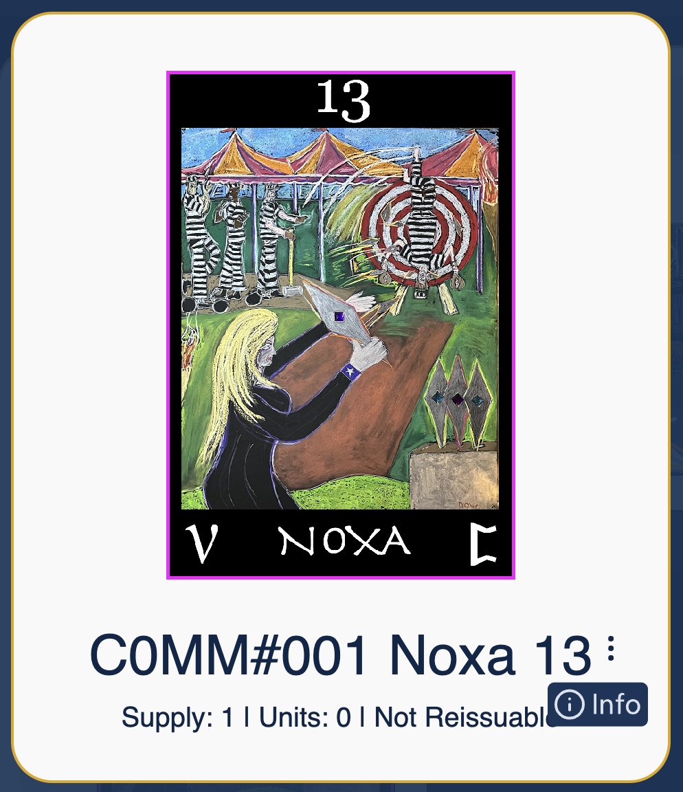Welcome to the 13th auction for new card, #001_Noxa_13 in game #We3Kings from #RWA #Art to #RVN #NFT series thru Sunday midnight!
Trials continue w/ County Fair vibe "Wheel of Death" exhibition!👀
Asset hosted <a href="/mellorimarket/">Mellori Market 🅁🅅🄽</a>: 
mellori.tech/asset/C0MM+001…
Bids monitored in comments.👇