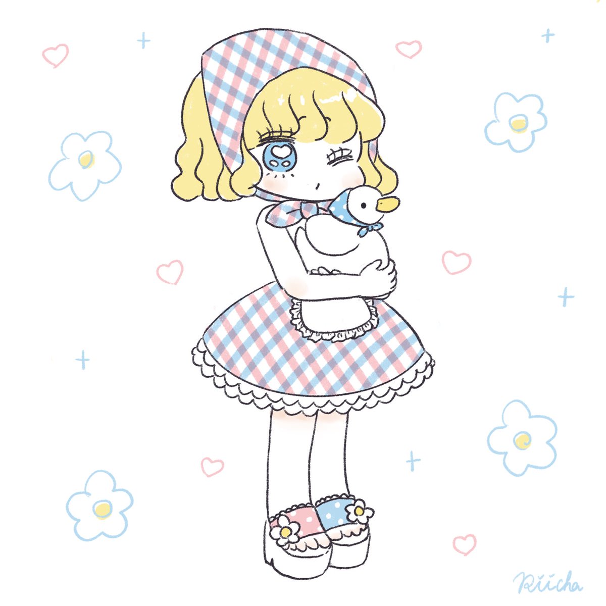 アヒルちゃんを持つ女の子✦.*
#イラスト #illust #ゆるいイラスト #女の子イラスト