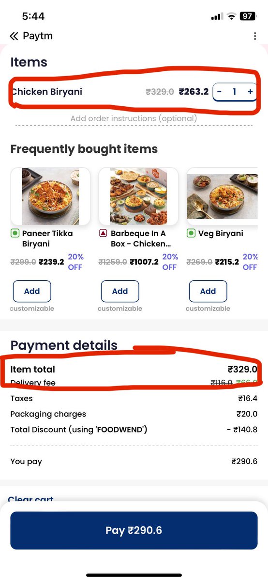 HarHarMahadev_9's tweet image. #ONDC Discounted price (Rs 263) changes to original price (Rs 339) inside cart with added Delivery fee (Rs 66), Packaging charge (Rs 20) and Tax (Rs 16.4). Fake discounts in menu to attract customers?
@consumr_rights @fssaiindia
@PaytmSeONDC @ONDC_Official