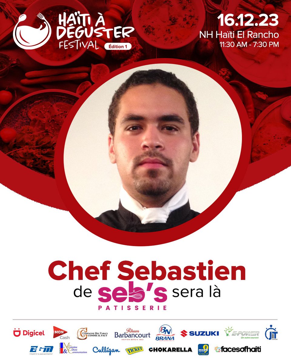 hadfestival's tweet photo. Chef Sebastien sera là !

—-
#HADFest #HaitiADegusrer #FestivalCulinaire #Haiti https://t.co/cnUuL0RCSW