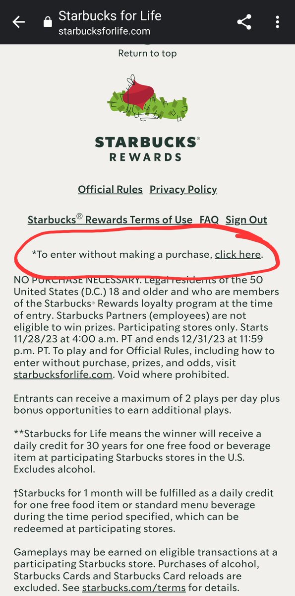 laurdpr's tweet photo. @peachouts @Starbucks u can still get free plays, just click the part that is circled. I've been doing it this whole time https://t.co/k3LZsnBupm