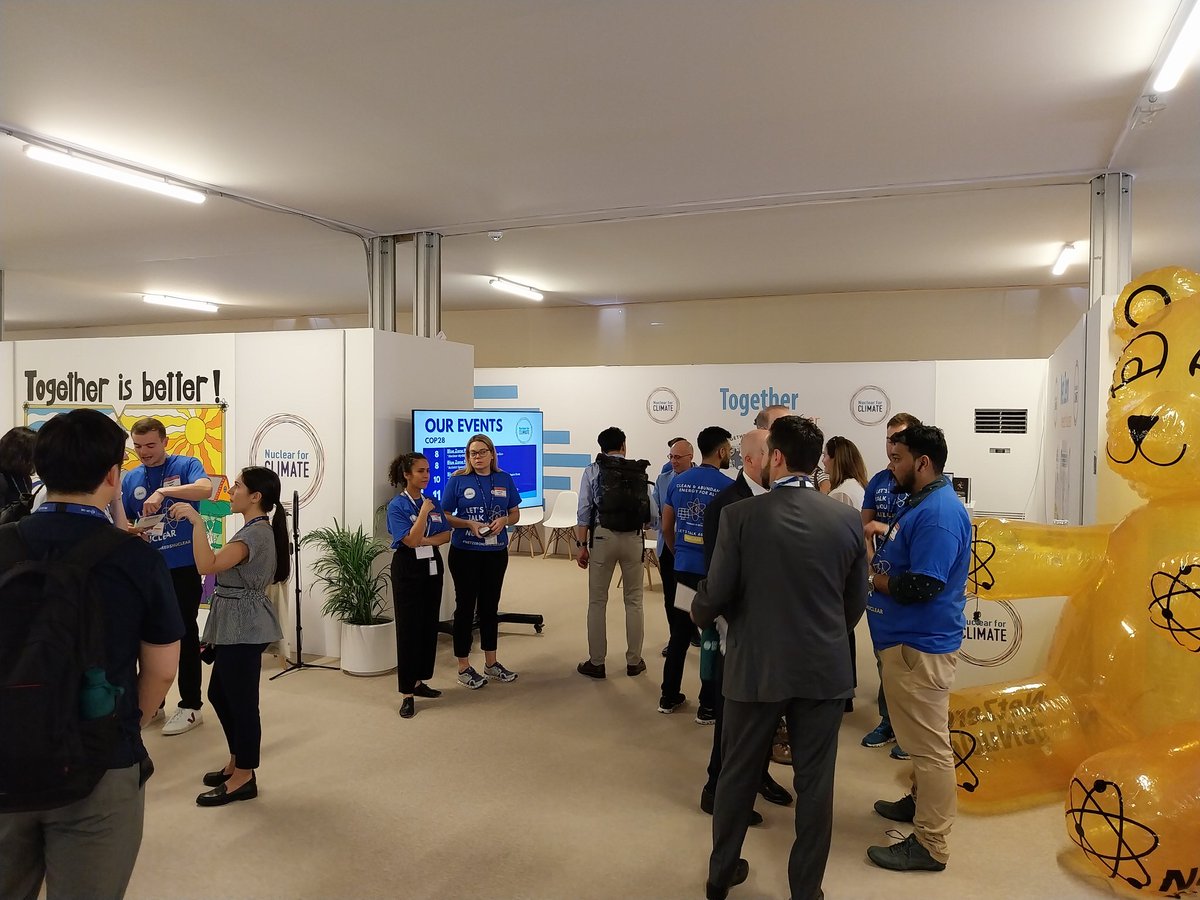 Nuclear4Climate's tweet photo. 🌐 Day 3 at #COP28UAE
👋 Today, our N4C volunteers are having many engaging meets with delegates from different pavillions and sectors.
#TogetherIsBetter #Nuclear4Climate #CleanEnergy4All #NetZeroNeedsNuclear https://t.co/ifsNJ5Bccp