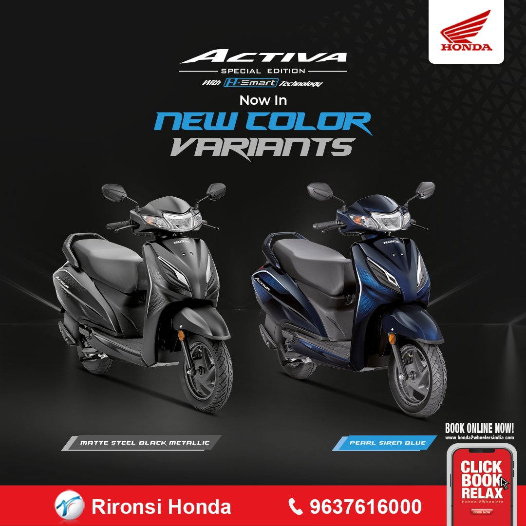 The all-new Activa special edition comes in two new colour variants, symbolising unique taste and sophistication.

~ Rironsi Honda, Ahmednagar
Contact:- +91 9637616000

#Honda #Activa125 #ActivaHsmart #hondabikes #hondaindia #ride #honda #ahmednagar #rahuri #rironsihonda