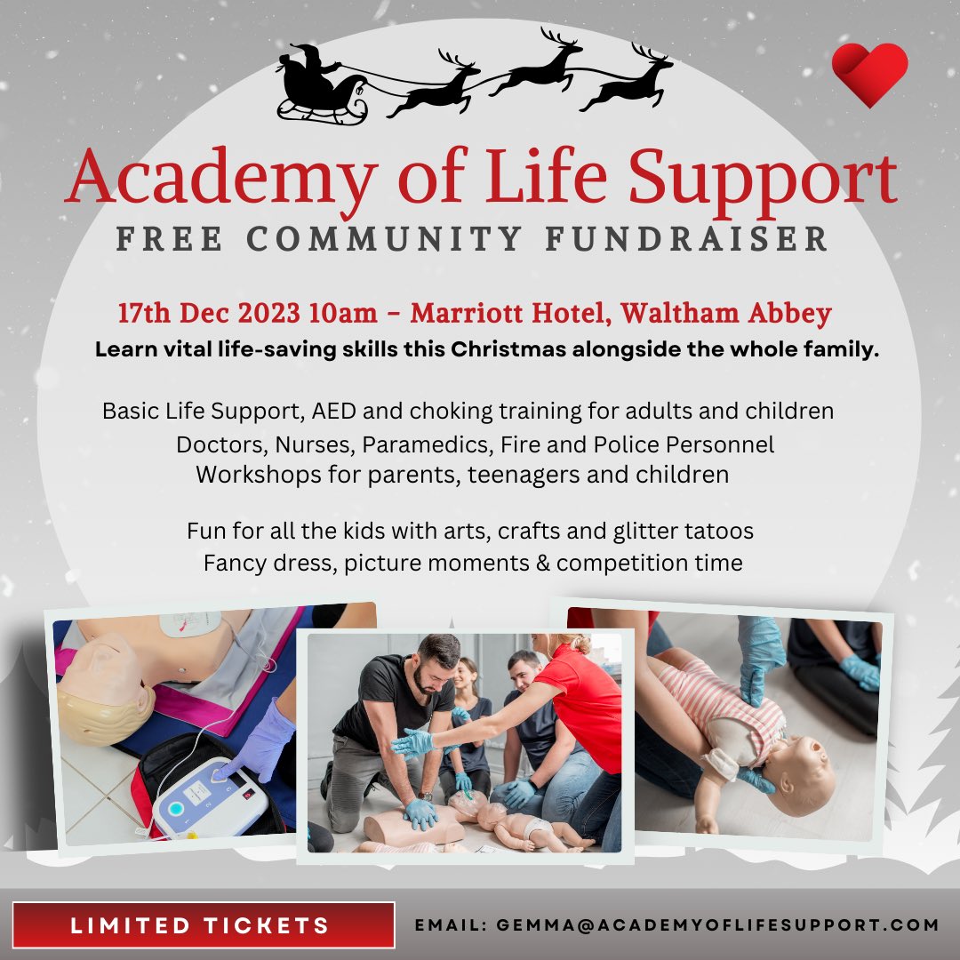 coffbirch's tweet photo. @AcademyLifesupp are offering FREE community life support training, tailored to all ages!  
Bring along the whole family to learn amazing life saving skills, whist having fun! 
Parking/refreshments included. 
Ticket only.
 #cpr #educacion #family #free #christmasfun https://t.co/ap4JxZaYzi