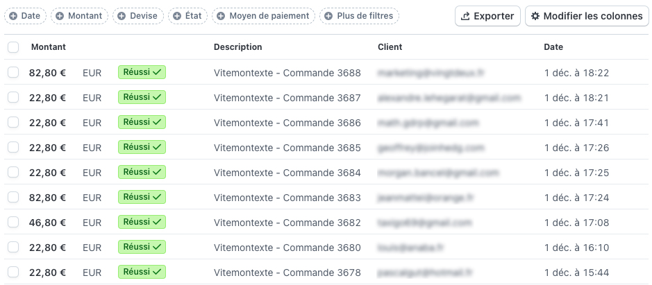 Hier 1er décembre : nouveau record de ventes chez Vitemontexte

Tout ça sans "black friday", "cyber monday", etc. et surtout sans OpenAI (et ses dramas) 😉

Un grand merci à nos clients qui nous font confiance pour la génération de leurs contenus SEO