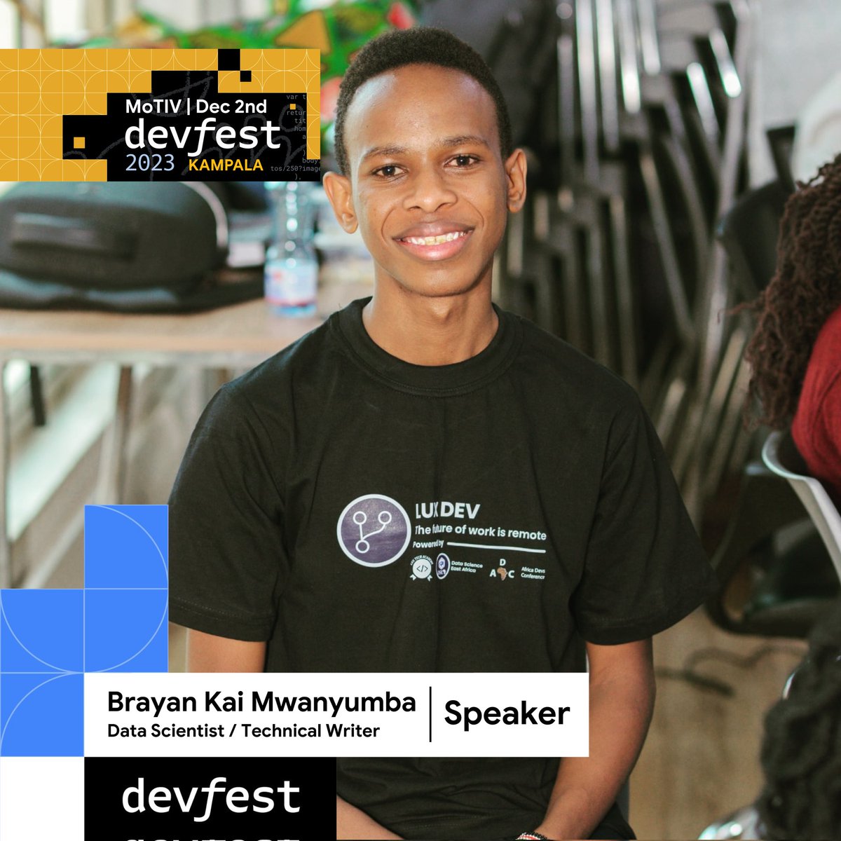 Kai_mwanyumba's tweet photo. ๐ช Looking to hone your skills alongside fellow devs?
๐ฃ Join me today at #DevFestKampala as I share about #SimpleML
โญ I also have some cool stickers from @GitHubEducation. Be sure to come around and checkout the Student Developer Pack here โ https://t.co/d11g4KIj2j https://t.co/a0hBSjbyD2