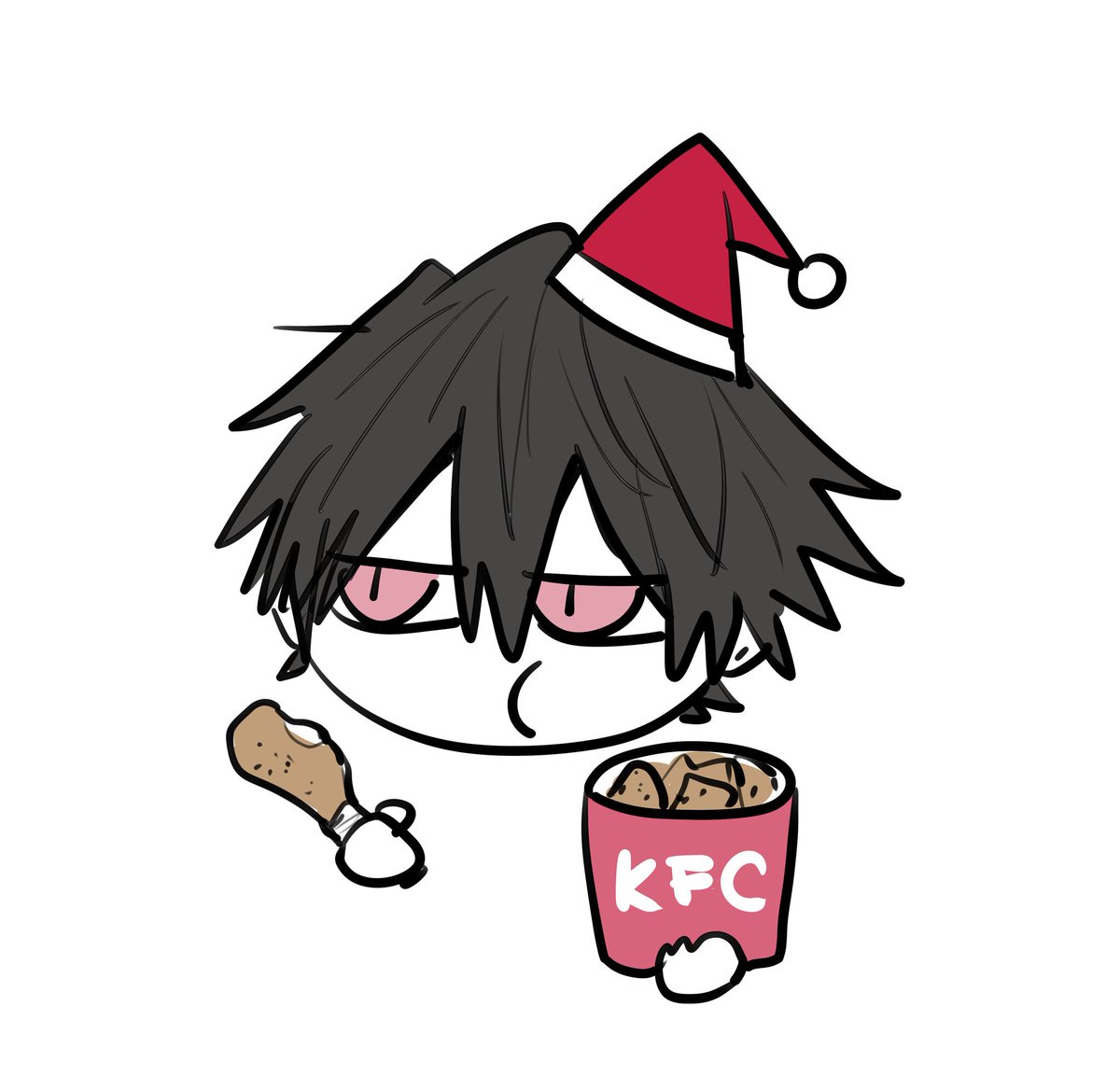 1boy hat food male focus chicken (food) santa hat solo  illustration images