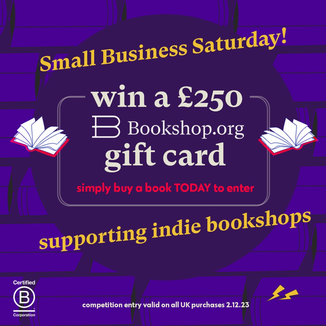 It’s Small Business Saturday! Buy ANY book from Bookshop.org today for the chance to win a £250 gift card, every sale supports independent bookshops. Shop small. Think big!