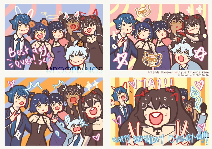 a print i drew for the liyue friends zine,, a photobooth strip taken during chongyuns birthday !  #Genshinlmpact #原神 #illustration