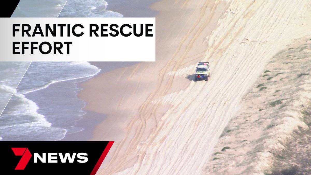There's been a frantic rescue effort at a remote campsite on Bribie Island. Rescue crews working for hours to save a young man who was buried alive in the sand. He is currently fighting for life. youtu.be/O6zXhMU9O-k <a href="/JdeRichards/">Jade Richards</a> #7NEWS