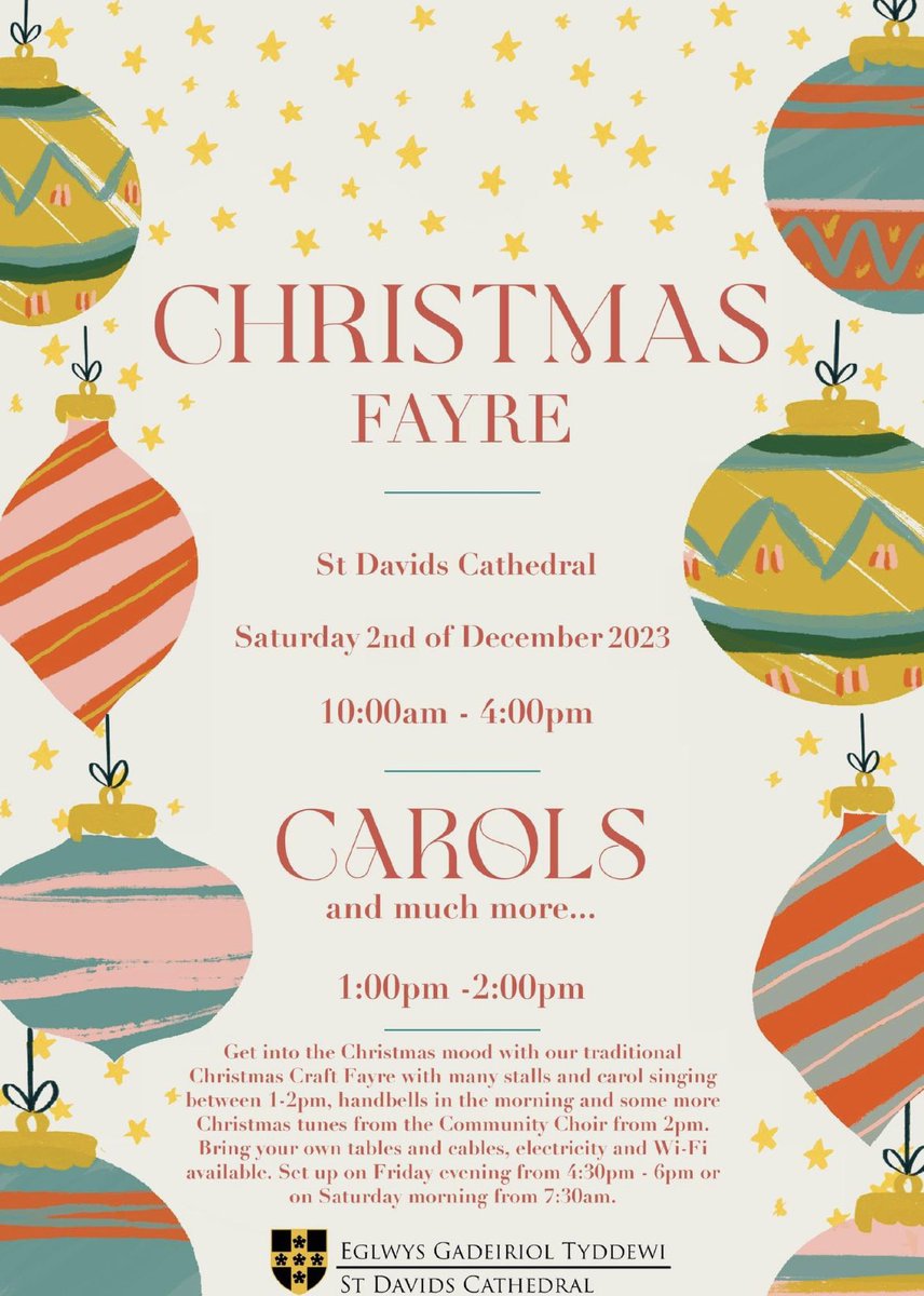 StDavidsCath's tweet photo. Our Christmas Fayre today with over 40 stall holders and live music throughout the day, it will be well worth a visit! #itsbeginning 10am-4pm https://t.co/u6XDGjG5kV