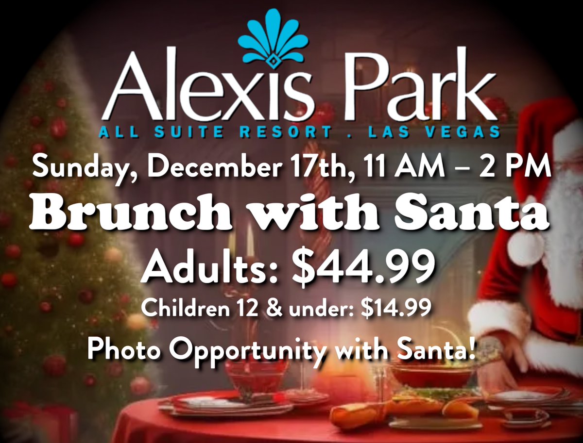 alexispark's tweet photo. Event: Brunch with Santa 🎅

Date: Sunday, December 17th from 11 AM - 2 PM
Adults: $44.99 | Children 12 &amp; under: $14.99

#holidaybrunch #vegasdining #xmasbrunch https://t.co/UwnIVPEks6
