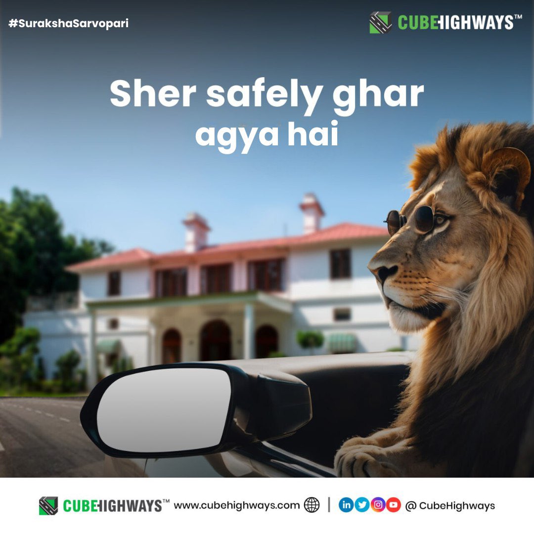 Our Sher is responsibly obeying road safety rules; hope you are doing the same while driving.

#CubeHighways
#RoadSafety
#RoadTravel
#SurakshaSarvopari
#TrendingMemes