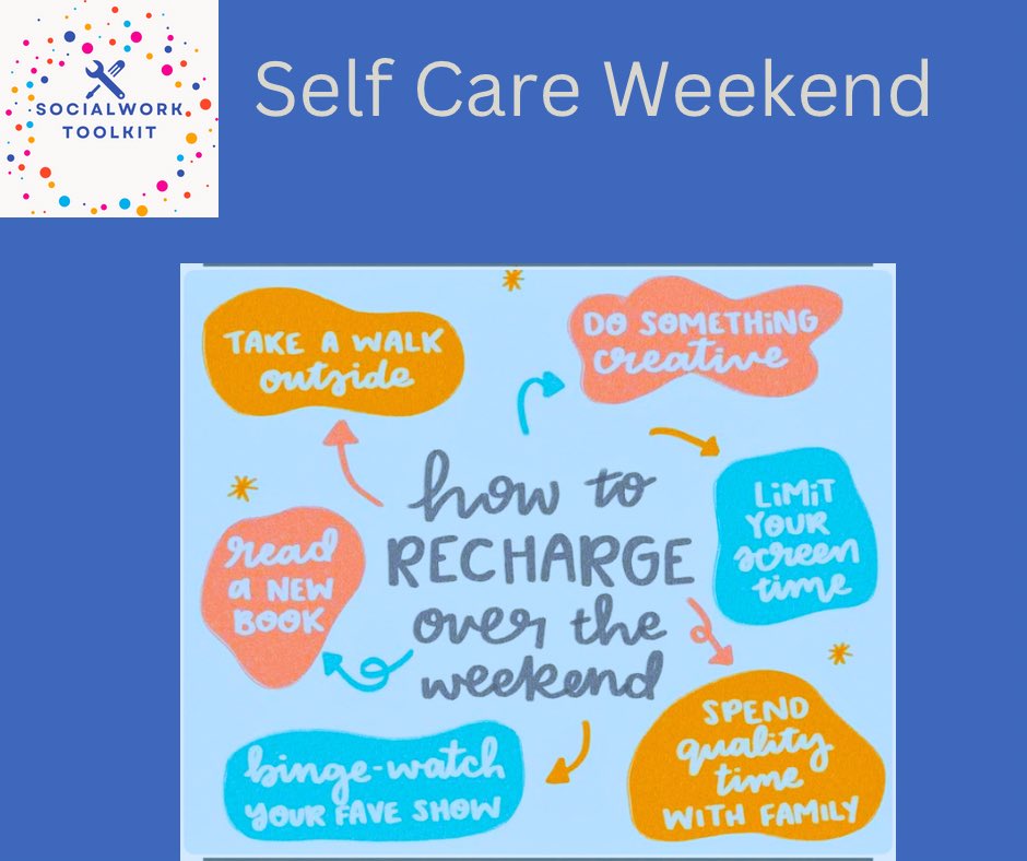 socialworktools's tweet photo. Dont forget to recharge this weekend here’s just a few tips for you. Enjoy❤️💚🩵🧡💙💜 https://t.co/QSElpaKA6B