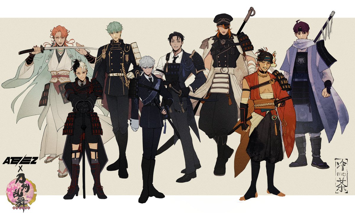 #ATEEZfanart
Took me way too long to finish but here’s Ateez as Touken Ranbu characters