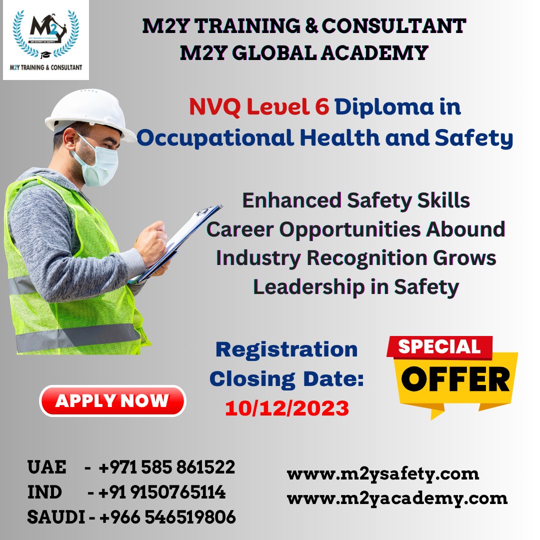 m2ysafety1's tweet image. #NEBOSH #OTHMLevel6 #OTHMLevel7 #NVQLevel5 #NVQLevel6 #NVQLevel7 #NEBOSHIDip #iosh #ioshlevel6 #NEBOSHIGC
Visit:m2yacademy.com/nebosh-course-…
m2yacademy.com/nebosh-course-…
m2yacademy.com/nebosh-course-…
m2yacademy.com/iosh-level-6-d…
ioshlevel6.m2yacademy.com/isoh-level-6
m2yacademy.com/nebosh-diploma/
m2yacademy.com/nebosh-igc/