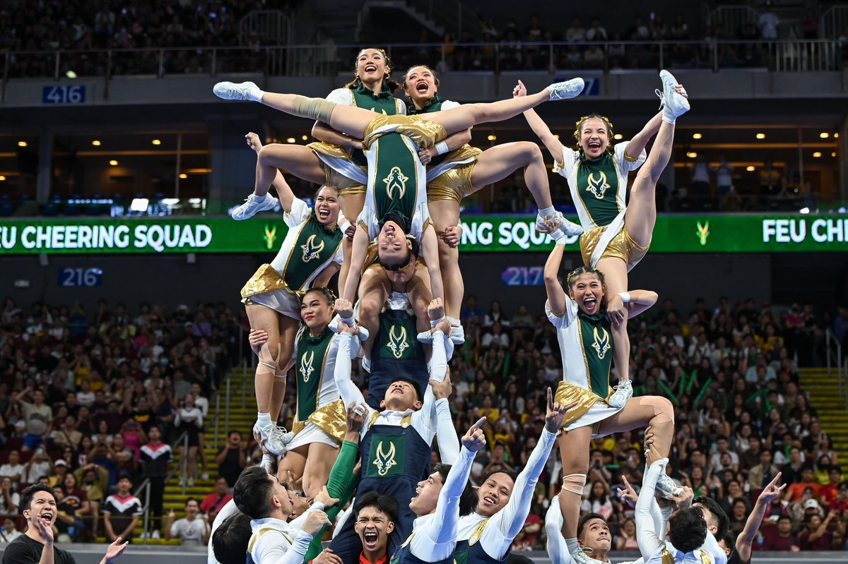 rapplerdotcom's tweet photo. IT’S ME, TAMario! 🐃

The FEU Cheering Squad puts their game face on during the UAAP Cheerdance Competition on Saturday, December 2, hitting the floor with a routine inspired by the popular video game “Super Mario.”

Will they win the championship title this year? #UAAPCDC2023 #SuperTAMario