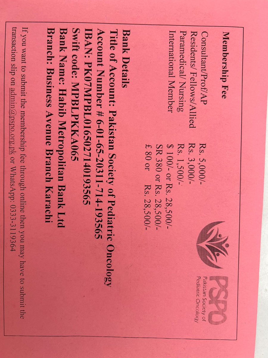 Pakistan Society of Pediatric Oncology tweet media