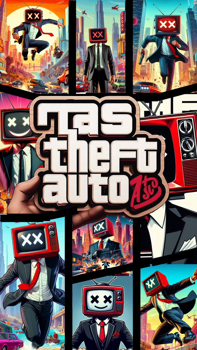 TasVariant's tweet image. Made a GTA style collage for my channel!