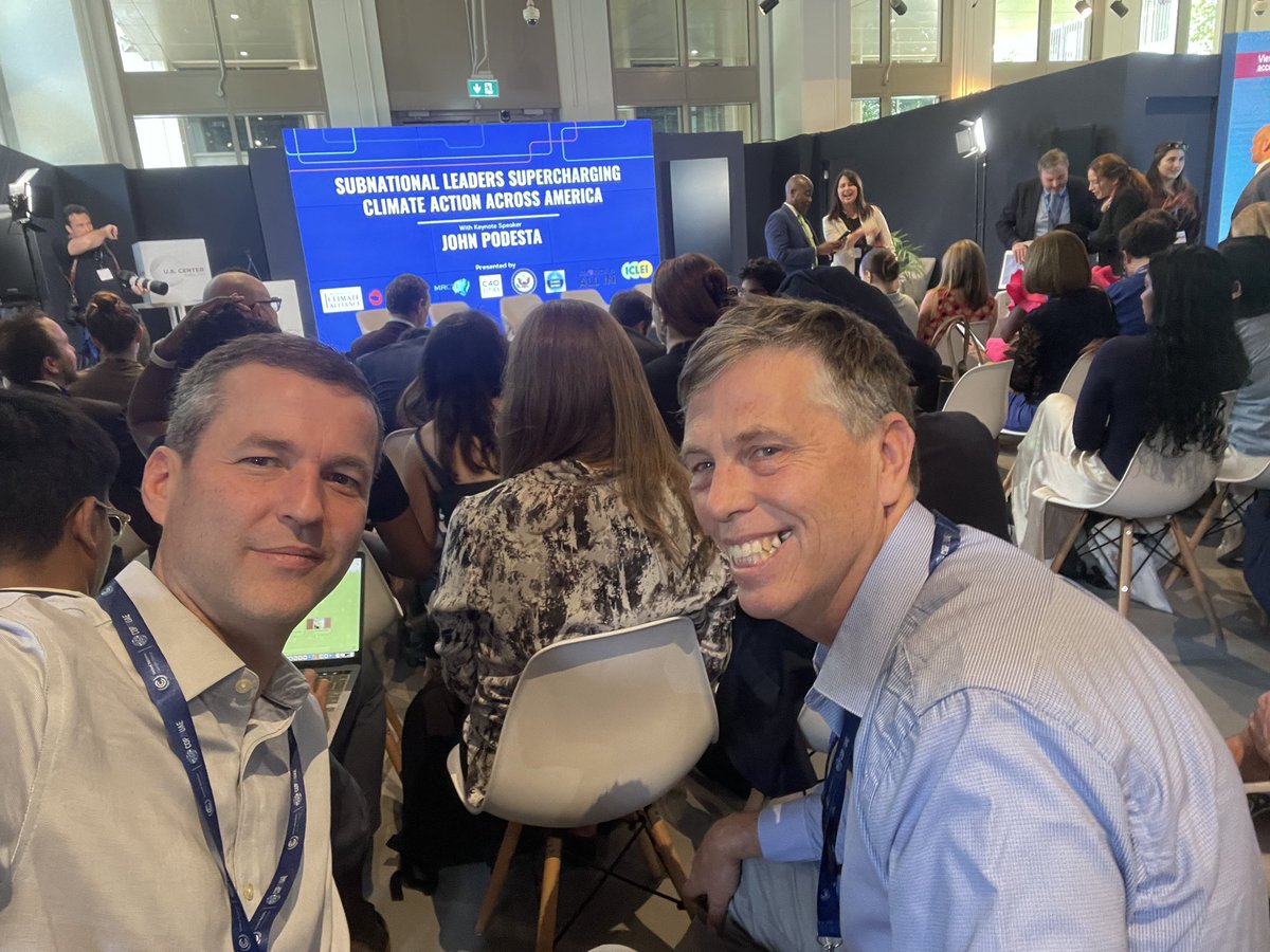 Firing this up for #COP28 Ran into good friend Lee Ball from <a href="/appstate/">Appalachian State</a> and looking forward to a subnational session at the US Pavilion with <a href="/USClimate/">U.S. Climate Alliance</a> <a href="/americaisallin/">America Is All In</a> <a href="/c40cities/">C40 Cities</a> <a href="/LeadOnClimate/">Second Nature</a>