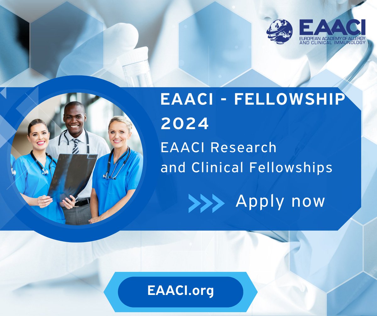 EAACI Research and Clinical Fellowships 2024 Applications are open! Join as EAACI Junior Members to advance allergy and clinical immunology across Europe. Apply for research or clinical fellowships now! eaaci.org/about-eaaci/pr… #EAACI #EAACIfellowship2024 #EAACIjuniormember