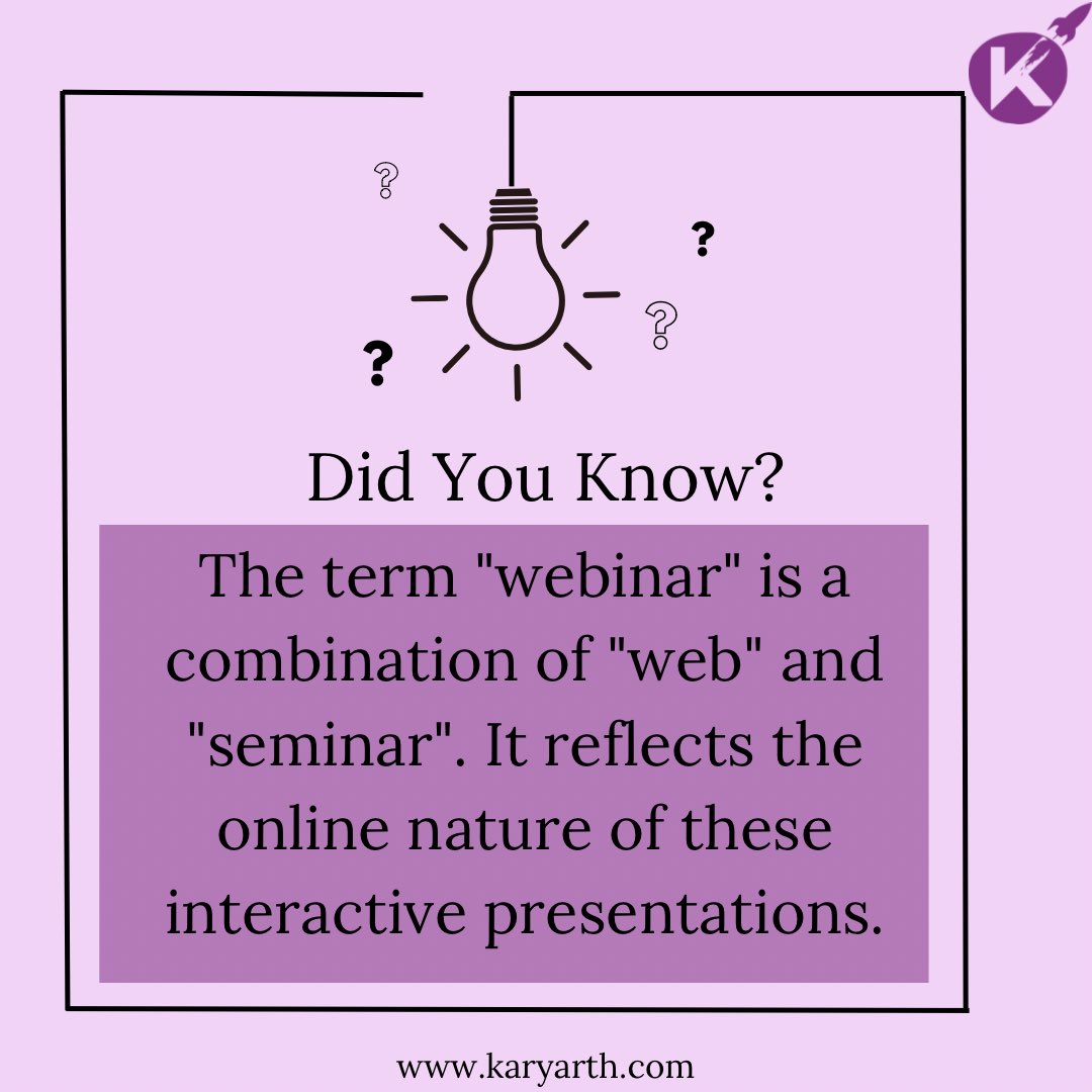 Karyarth_'s tweet photo. Did you know? The word ‘webinar’ is a cool blend of ‘web’ and ‘seminar.’ It’s like a virtual classroom that brings learning to your fingertips! 🚀🌐

#DidYouKnow #BlueJays #NotMyKing #SpotifyWrapped #job #hiring #kubball #Hamas_is_ISIS #karyarth #zerocosthiring https://t.co/rTfAEqAbW8