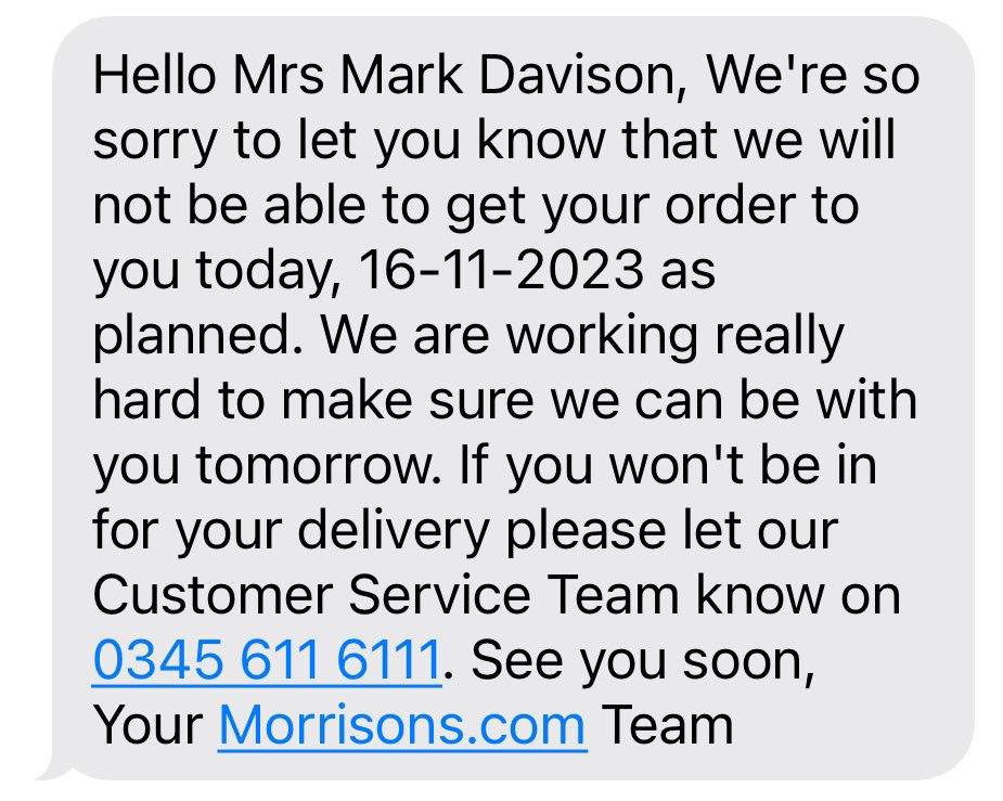 The measure of a great company is what they do when things go wrong! <a href="/Morrisons/">Morrisons</a> we are still trying to get our refund for a non delivery of groceries since 16 Nov. We need help to make this right!!