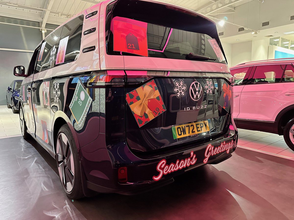 Marshall_VW's tweet photo. Ho, ho, ho, Merry Christmas! 🎅
 
The ID. Buzz advent calendar is looking great at Marshall #Volkswagen #Newbury.
 
Each door on the ID. Buzz can be opened to reveal a gift… what are you hoping for? 🎁 https://t.co/RYGKcRZemP