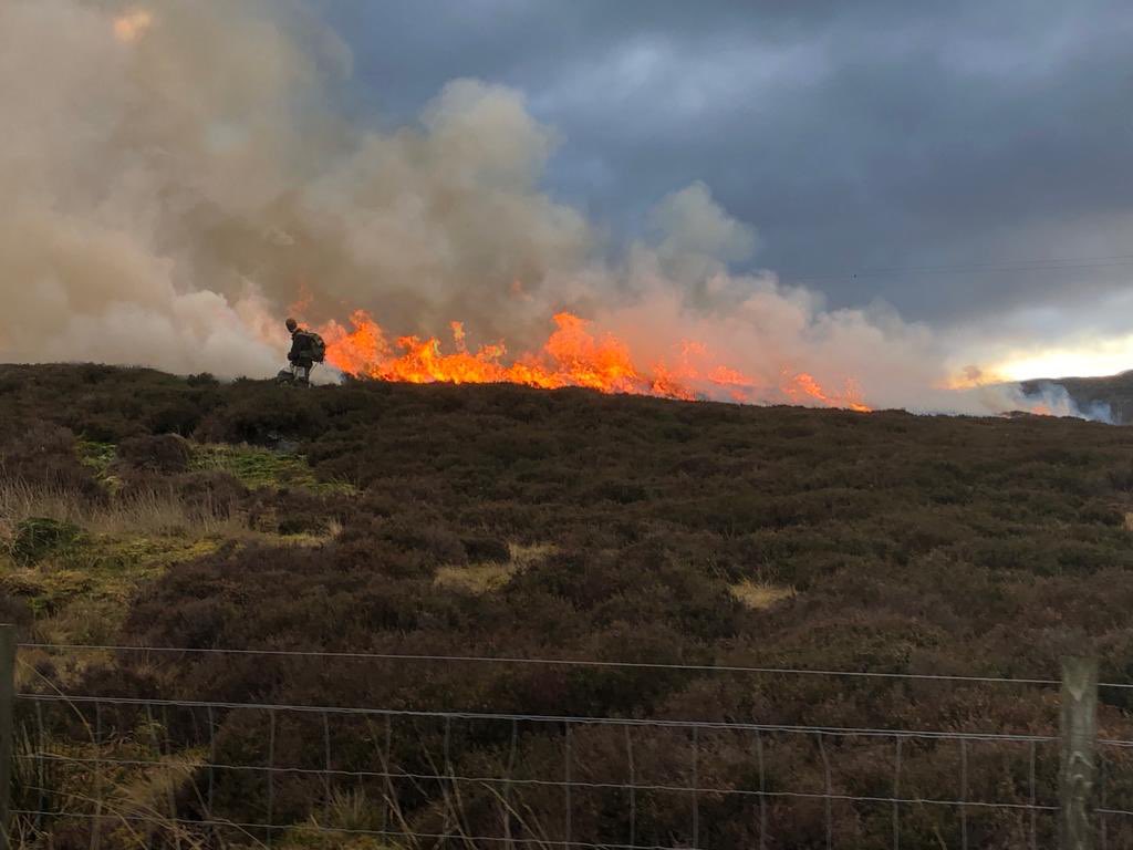 RewildScotland's tweet photo. Stop setting fire to OUR uplands. Particulate matter and gases disastrous for human health not to mention the landscape scale habitat destruction. Pic from earlier this week. @GillianMSP @MairiGougeon @MairiMcAllan https://t.co/BCiNUrFfHY