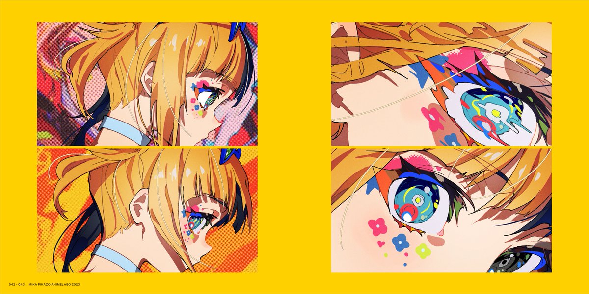 1girl choker blonde hair profile bangs multiple views multicolored eyes  illustration images