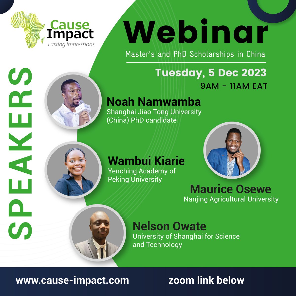 CauseImpactPR's tweet photo. Join our #webinar on December 5th, from 9-11 a.m. to explore educational opportunities in #China!
Ongoing master's and PhD students from respective universities will guide you through the application process.
#Scholarships #causeimpact.
Register here: https://t.co/0NPzOf6dkB https://t.co/3Hnn2peFR7