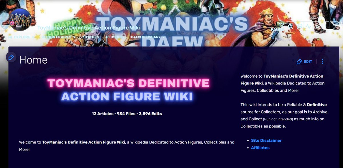 ToyManiacReal's tweet photo. The Wiki has just got a Site-wide Makeover, done Specially for Christmas!
I've posted pics of the banners months ago, but now They're officially in use!
Check out the Site's New look down below!
https://t.co/sZBDxkanX6
#ToyManiac #ToyManiacsDAFW #Fandom #Fandomwiki https://t.co/MbkTPTmdoO