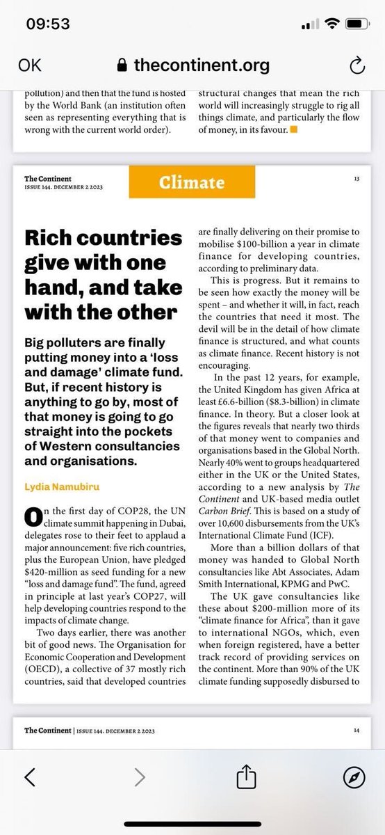 David_McNair's tweet photo. #TheClimateFinanceFiles featured in @thecontinent_
#COP28 https://t.co/jbbe7xZLra