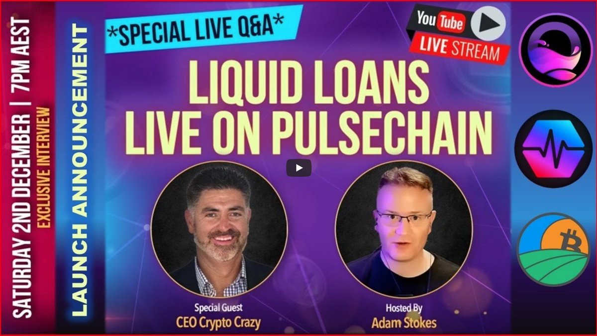 liquidloansio's tweet photo. π₯ LIVE RIGHT NOW π₯
Exclusive YouTube Livestream
AMA interview with CEO @Crypto_Crazey and popular crypto thoughtleader @Adam_Stokesy π
#LiquidLoans #FetchOracle #PulseChain
πππ
https://t.co/2B9b6Hr5b4 https://t.co/iYLTZReIMv