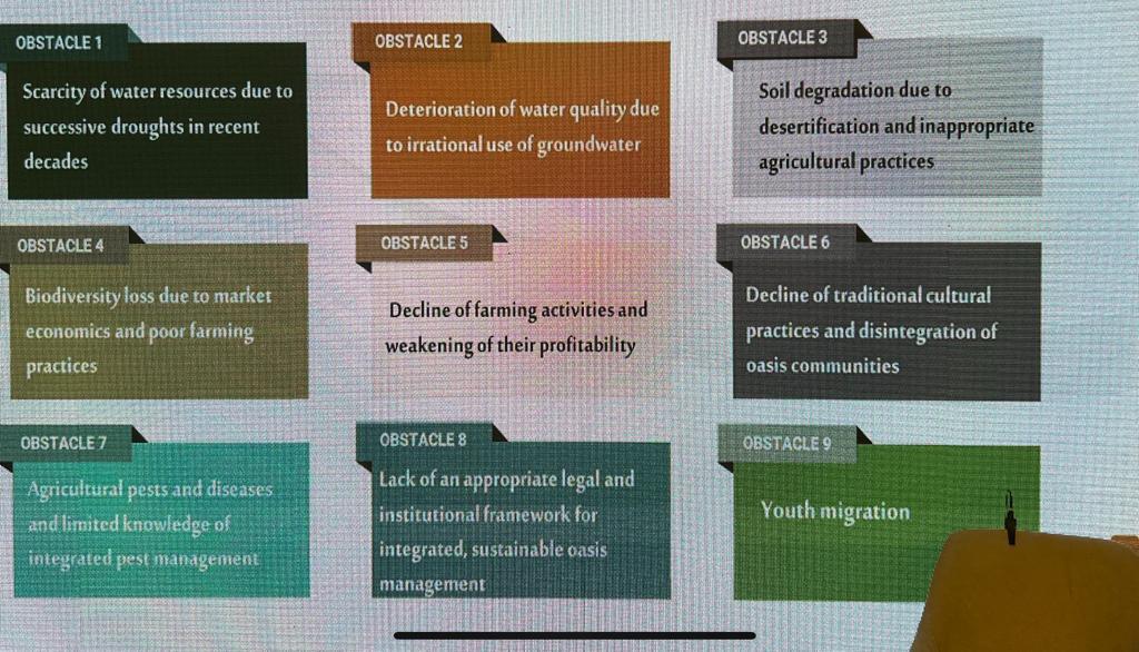 ICARDA's tweet photo. "We revitalize oases by diversifying farm products for commercial use & profit, introducing innovative resource management, & prioritizing environmental protection" - @ICARDA's Dr. Vinay Nangia @ the @FAO/ ICARDA/#MoroccoMoA/@UNESCO/#ANDOZA Sustainable Oasis #COP28 event https://t.co/4rHcByDBh9