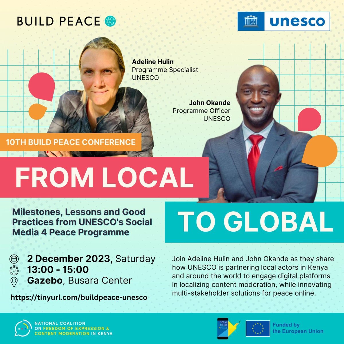 Day 2 of #BuildPeace2023 will be highlighting the outcomes of the #SM4P project, & the activities of @FECoMo_Kenya will feature under this session. We've contributed to creating safer online spaces under SM4P & are members of FeCoMo and are proud of the achievements thus far.