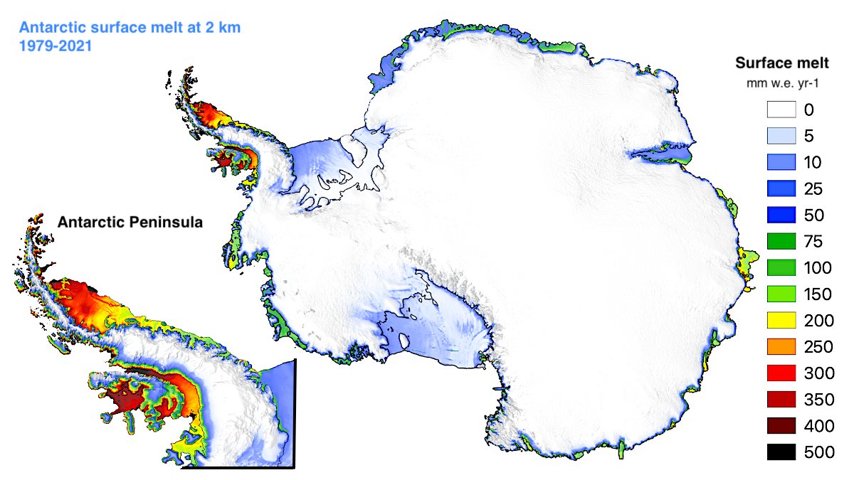 1. Ready to explore the Antarctic ice sheet (AIS) climate in high spatial detail? Our new @NatureComms study presents high-resolution (2 km) Antarctic maps revealing higher snowfall and surface melt than previously estimated. nature.com/articles/s4146…