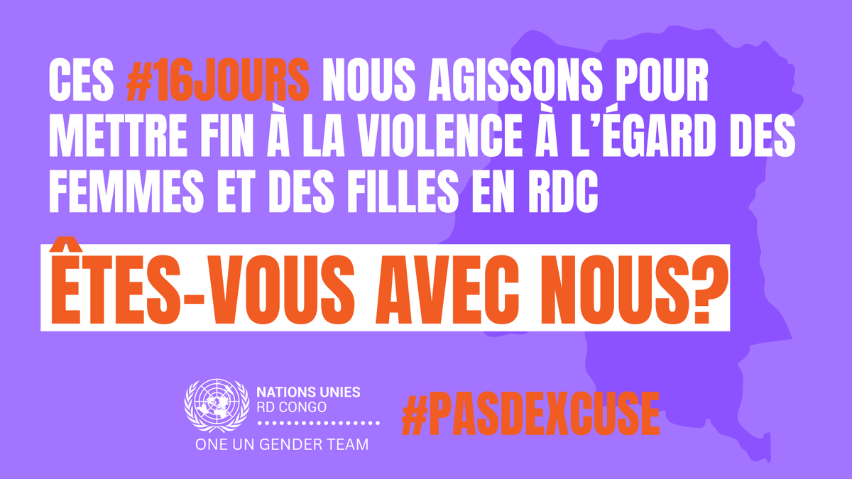 ONUFemmesRDC's tweet photo. À l’occasion de ces #16Jours d’activisme :

📣 affirmons qu’il n’y a #Pasdexcuse à la violence
📣 demandons que les organisations oeuvrant pour les
droits des femmes bénéficient d’investissements
📣 agissons pour mettre en lumière les voix des femmes

Vous êtes avec nous? 🧡🇨🇩🇺🇳 https://t.co/gA8BumuZKb