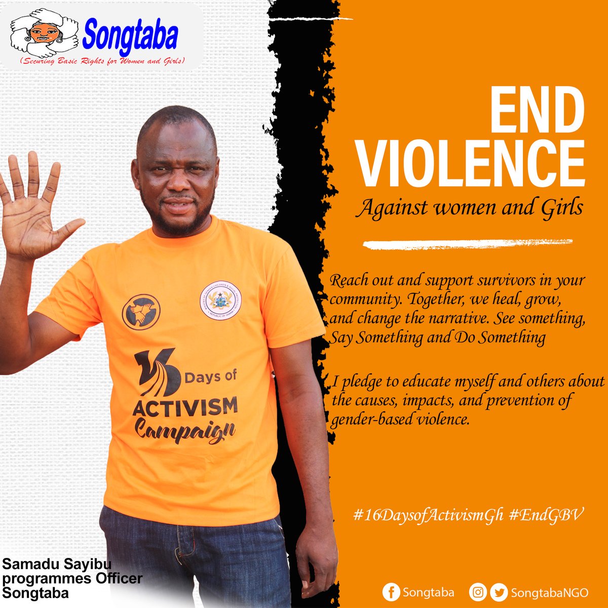 SongtabaNGO's tweet photo. Reach out and support survivors in your community. Together, we heal, grow, and change the narrative. #SeeSomething, #saysomething, and #dosomething.
#16daysofactivismgh #EndGBV
@USEmbassyGhana
@LamnatuAdam
@MoGCSP_Ghana
@NETRIGHT https://t.co/6AiG5zt95w
