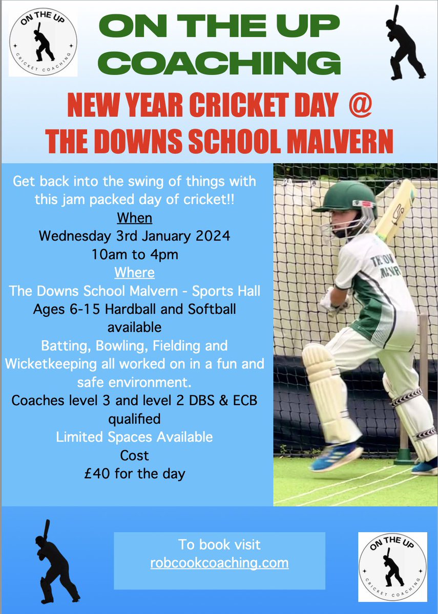 OntheUpCricket's tweet photo. January 3rd - Cricket Day

Start the year off with a bang with this cricketing day. All aspects worked on in a fun and safe environment. 

https://t.co/QuQZdP7V54 https://t.co/iH4s3khrVZ