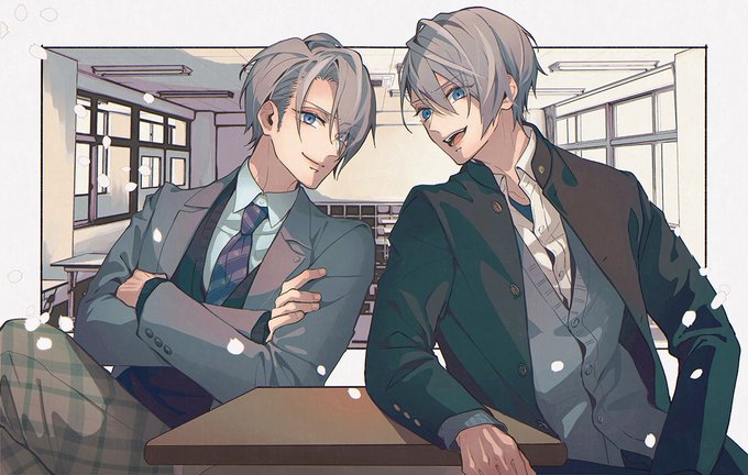 急に長義くんの学生服姿を見たくなったので一振り目にブレザーと二振り目に学ランを着てもらった日